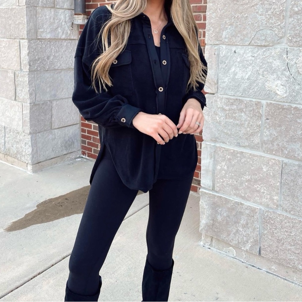 Stylish Black Women's Oversized Button Down Shirt